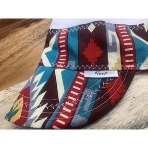 Caps by Nene Teal Southwest with White Welding Cap, Handmade Cotton Made in USA